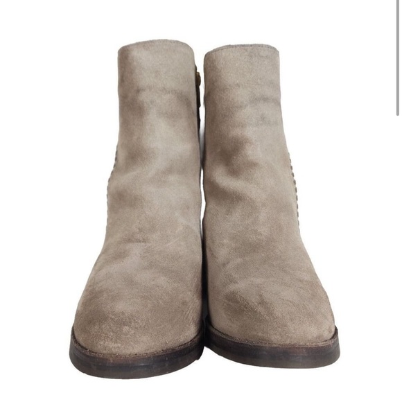 UGG Mousse Suede Leather Whipstitch Back Bow Ankle Boots - Picture 7 of 7